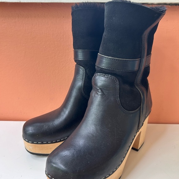 Swedish Hasbeens Shearling Clog Boot Size 38 - Picture 3 of 4